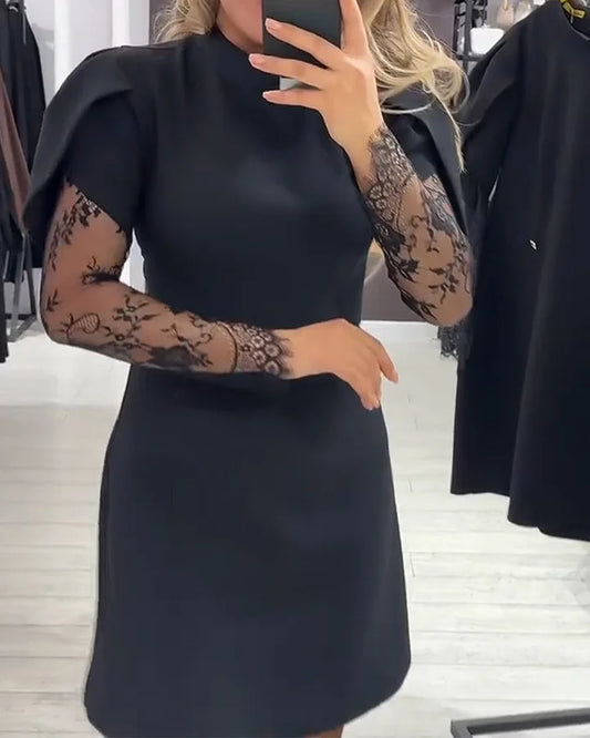 Eleganta dāmu kleita ar mežģīņu piedurknēm