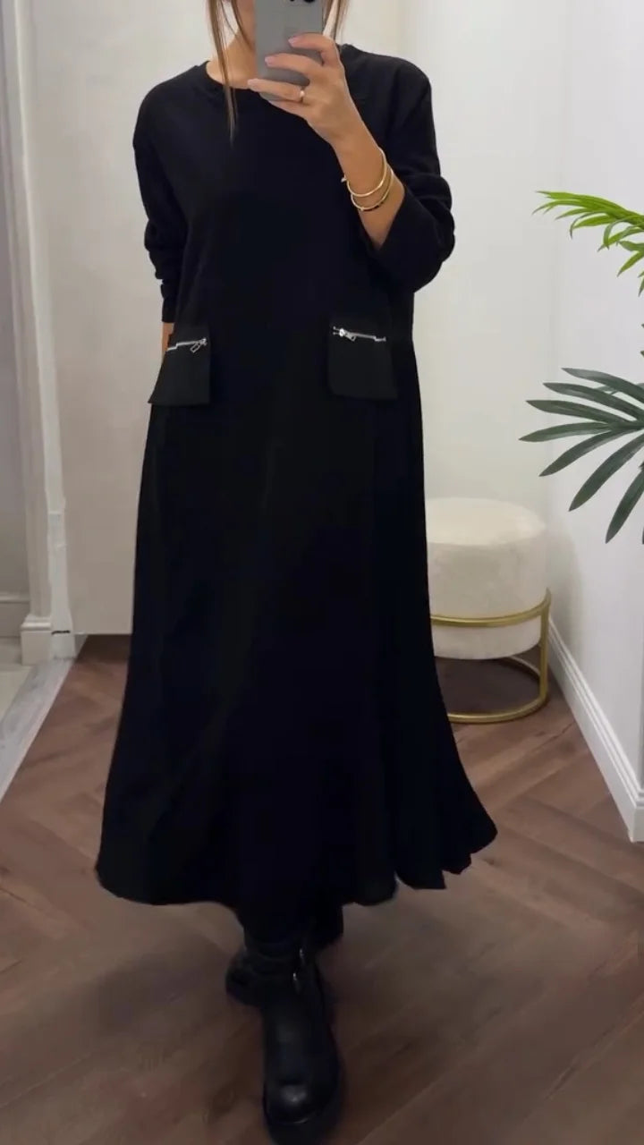 Sieviešu ikdienas kleita ar apaļu izgriezumu