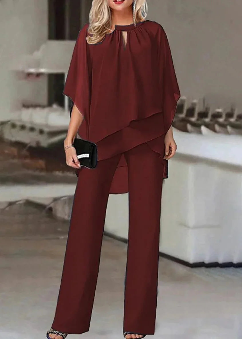 Elegants, sievišķīgs, platu bikšu komplekts