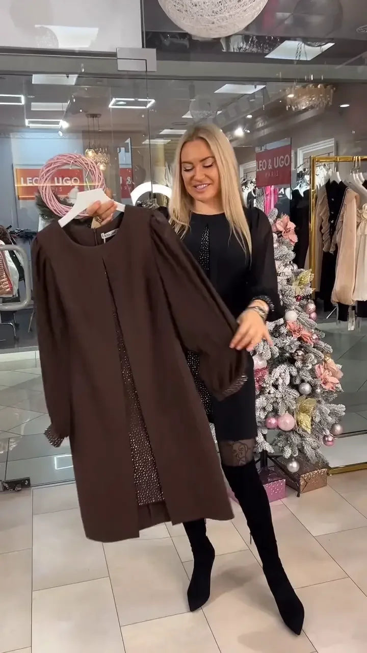 Rudens/ziemas gara kleita ar izgriezumu