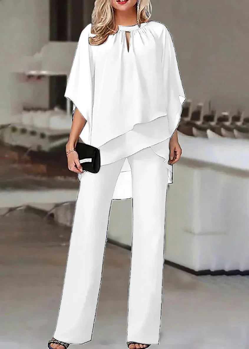 Elegants, sievišķīgs, platu bikšu komplekts