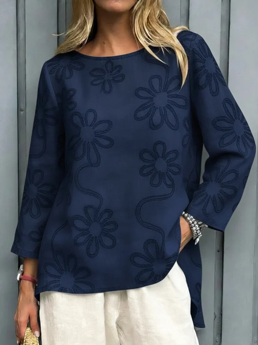 Ikdienas ziedu raksta krekls