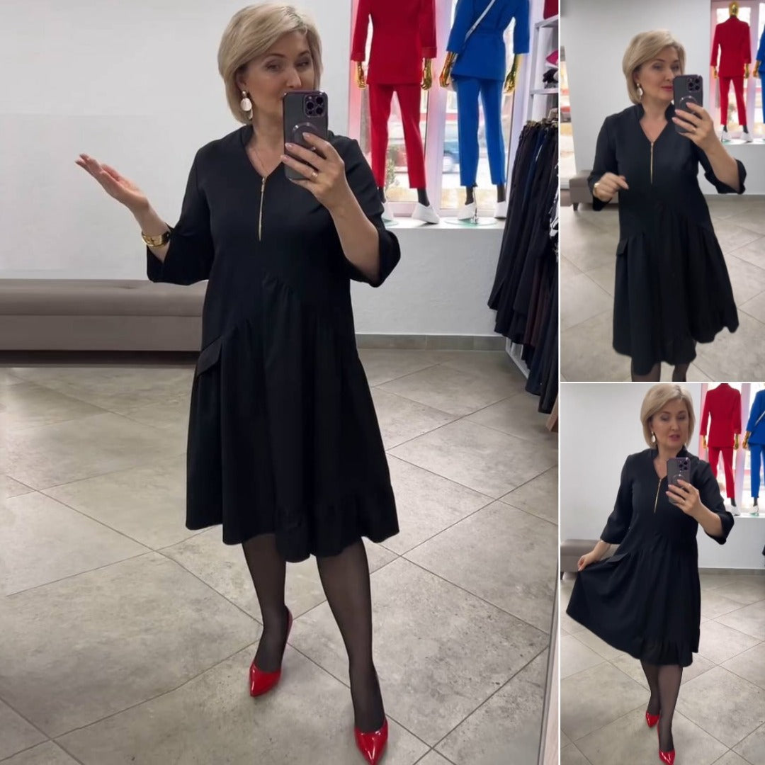 Vienkrāsaina melna kleita