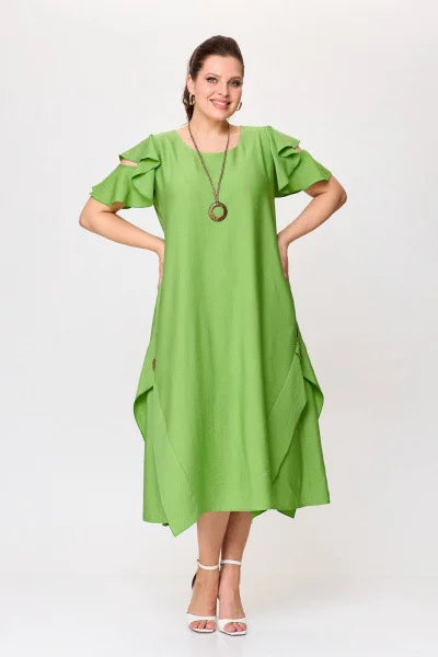 Spilgta kleita ar īsām piedurknēm