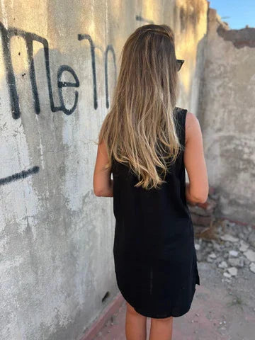Sieviešu vienkrāsaina kokvilnas kleita