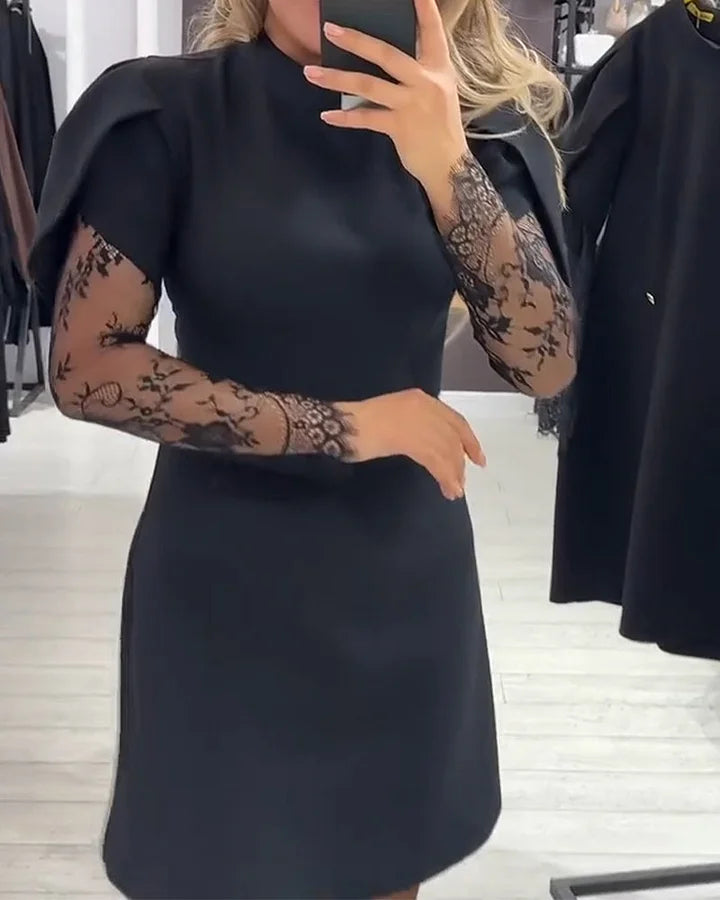 Eleganta dāmu kleita ar mežģīņu piedurknēm