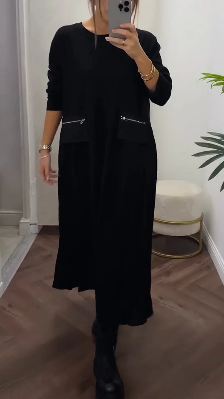 Sieviešu ikdienas kleita ar apaļu izgriezumu