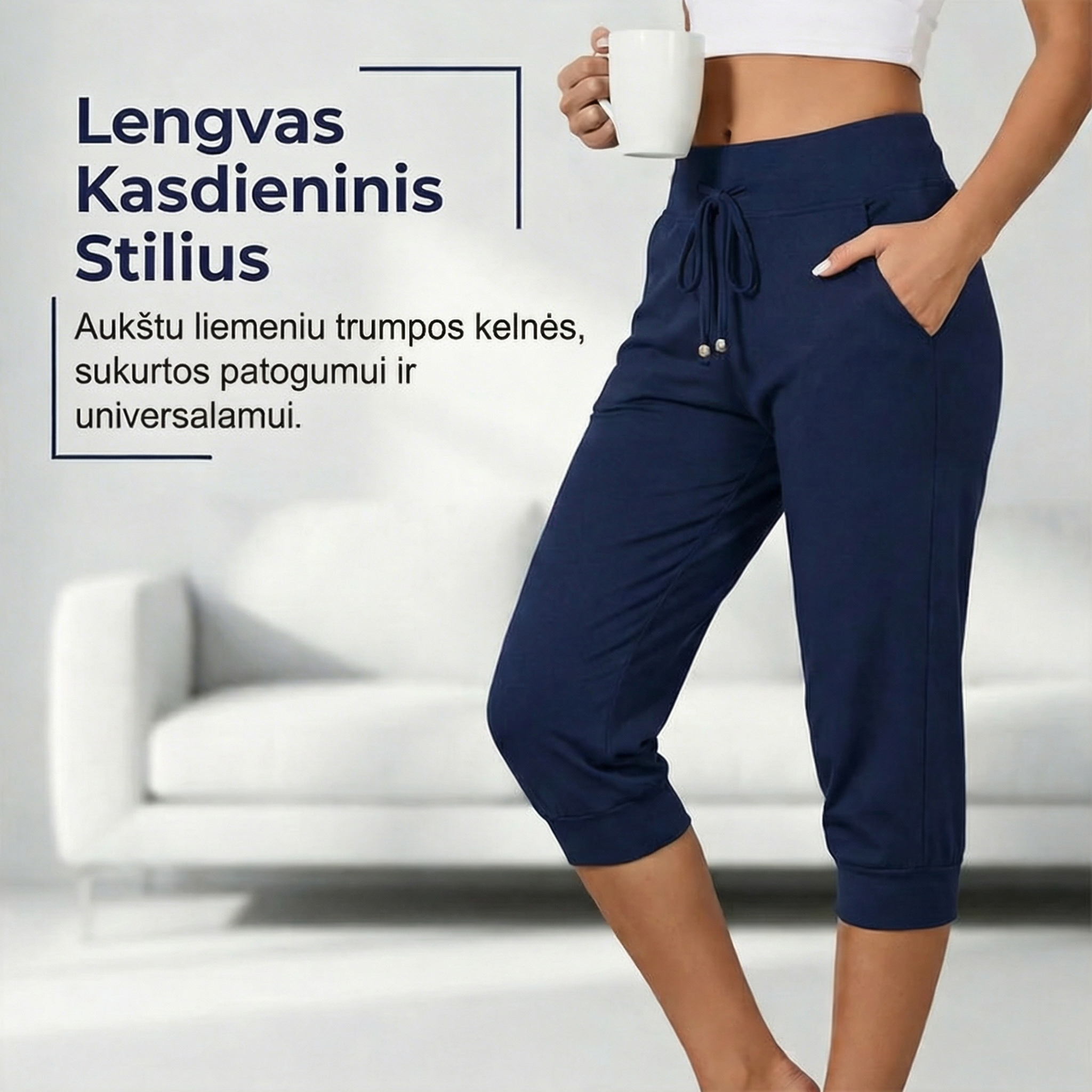 Īsas treniņbikses ar aukliņu jostasvietā