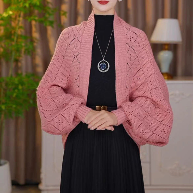 Sieviešu elegants ažūra adīts džemperis