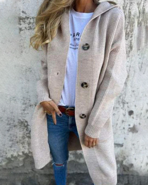 🍂 Rudens un ziema silts adīts garš džemperis ar kapuci