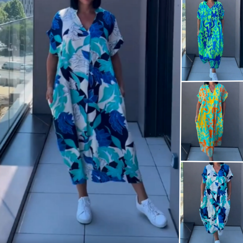 Sieviešu ikdienas eleganta kleita ar rakstu