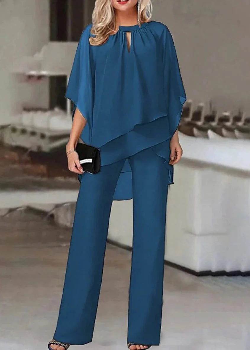 Elegants, sievišķīgs, platu bikšu komplekts