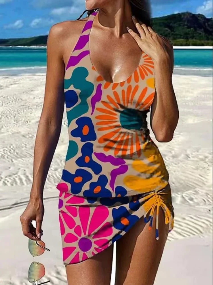 Sieviešu ziedains tankini komplekts ar šortiem