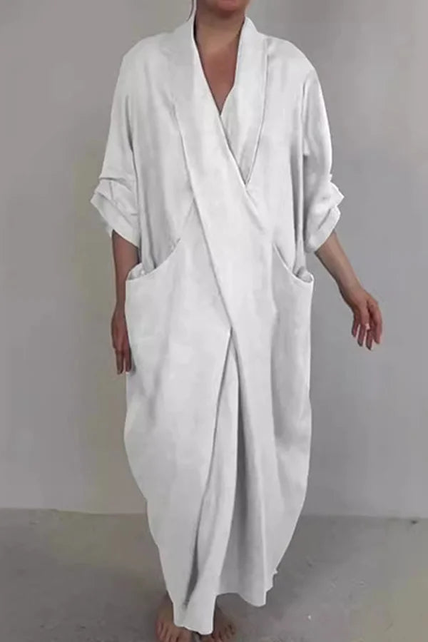 Brīva piegriezuma kokvilnas-lina kleita