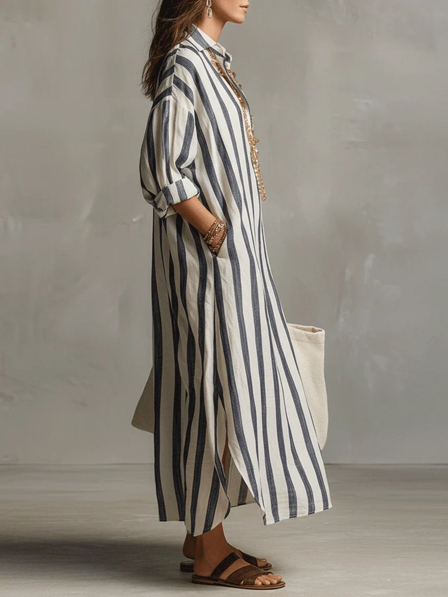 Eleganta svītraina kleita